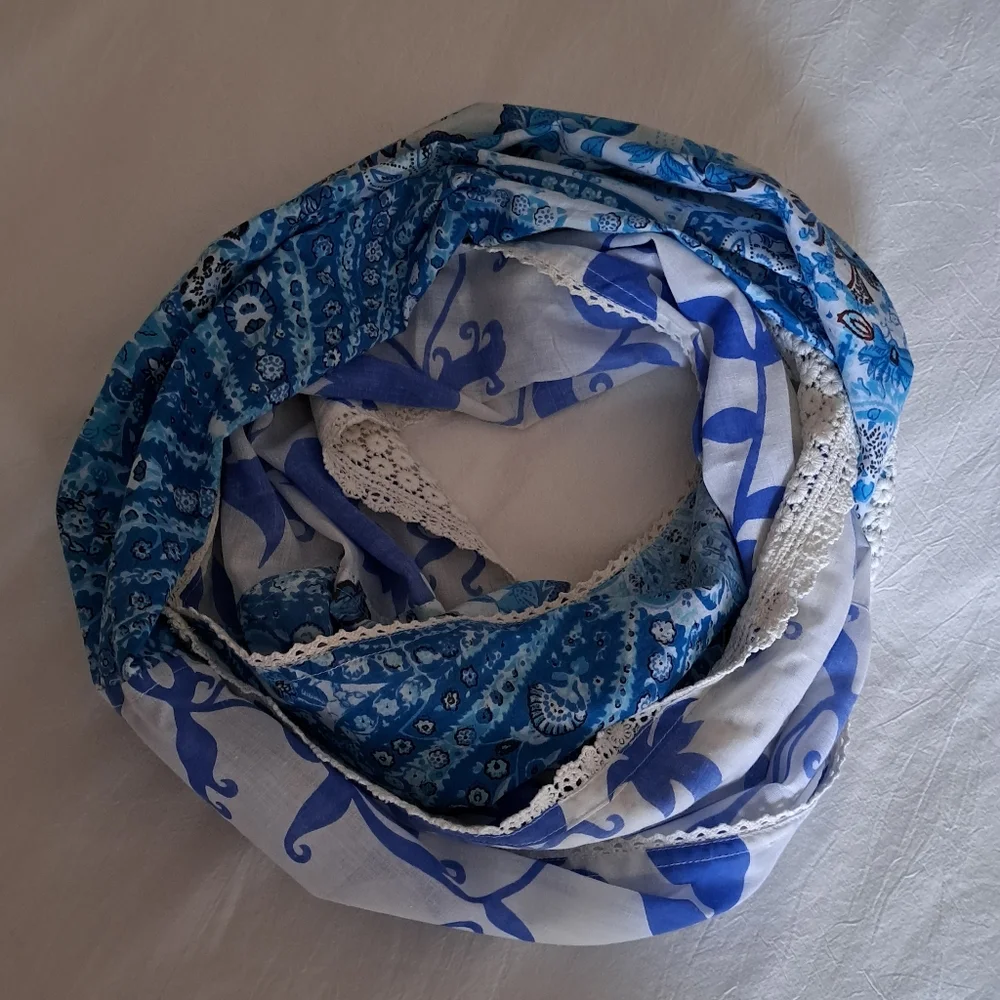 2 Pattern Cotton Infinity Scarf - Picture 2 of 16